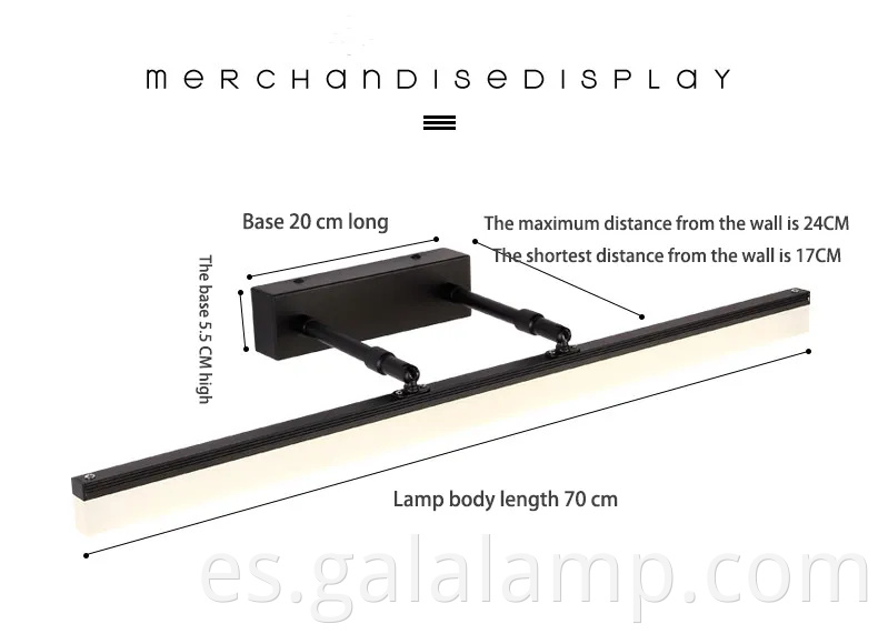 Luz de espejo LED extensible impermeable para una fácil instalación